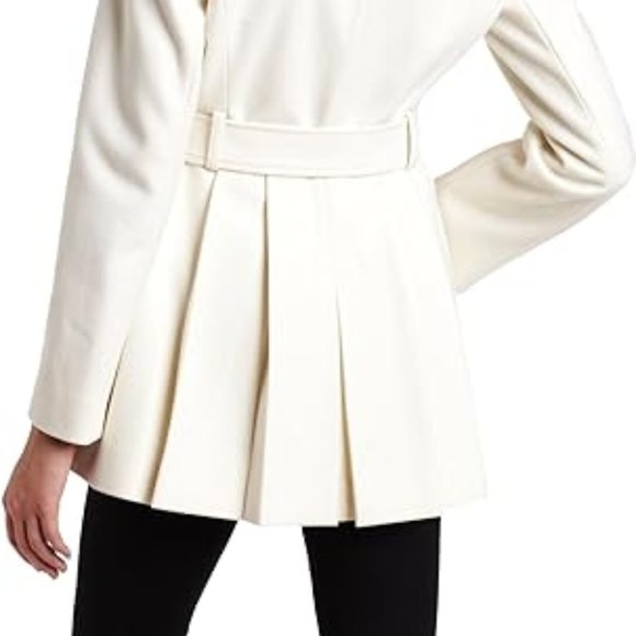 Via Spiga Double Breasted Short Button Front Belted Trench Wool Coat Size 4 - Picture 4 of 14